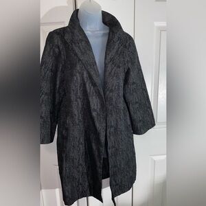 Eileen Fisher Textured Jacquard Open Front Long Jacket Duster Cost Large  AA17